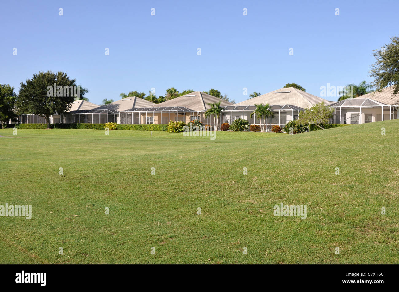 modern homes in Naples Florida with screened patios Stock Photo Alamy