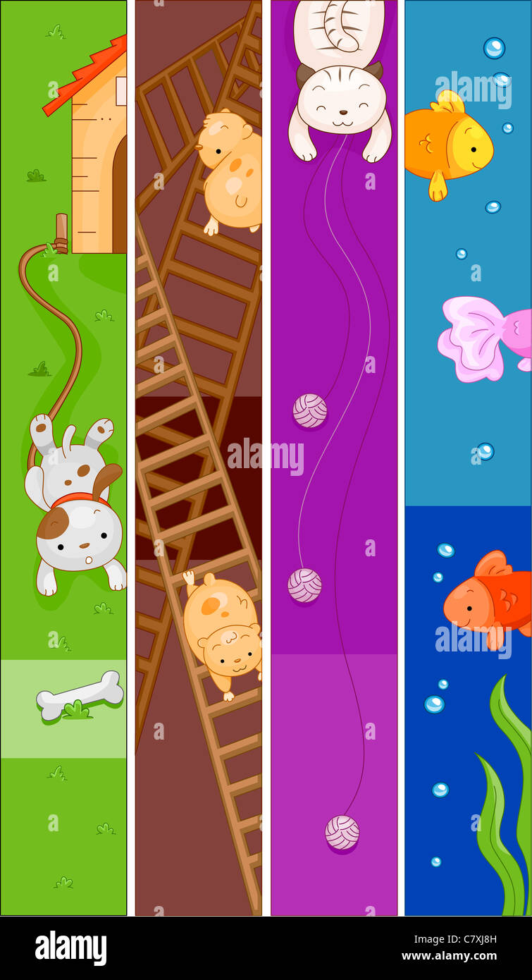 Banner Illustration Featuring Different Animals Stock Photo