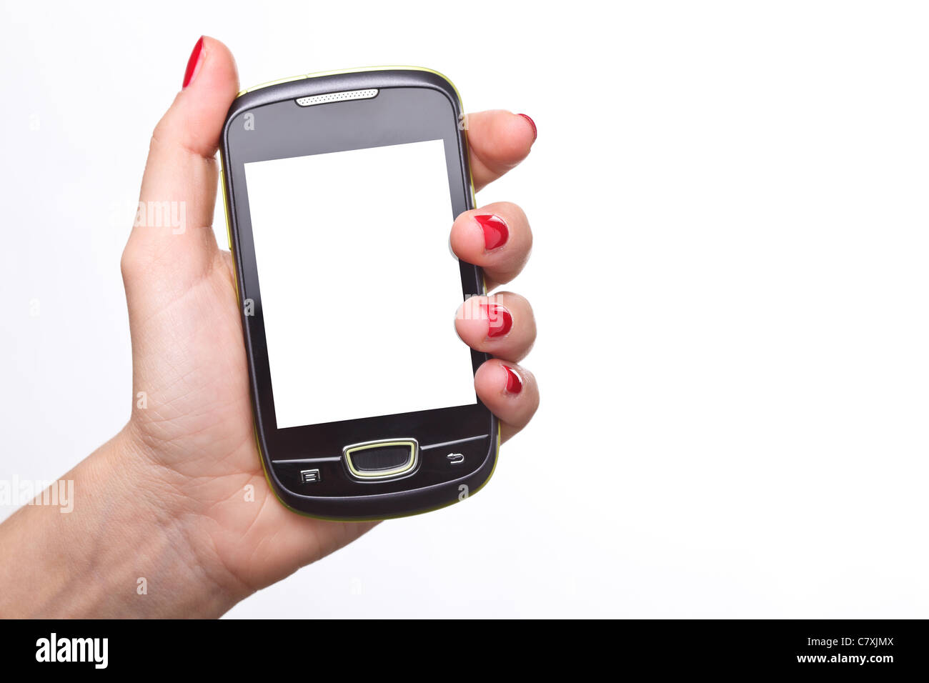 Woman holding hand phone hi-res stock photography and images - Alamy