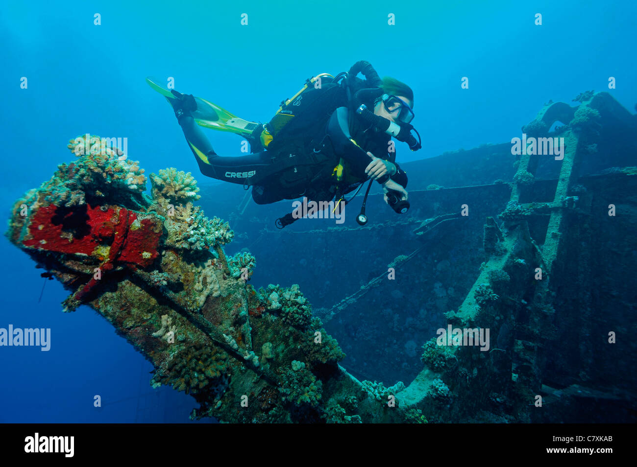 Rebreather Scuba Diving, Safaga, Red Sea, Egypt Stock Photo