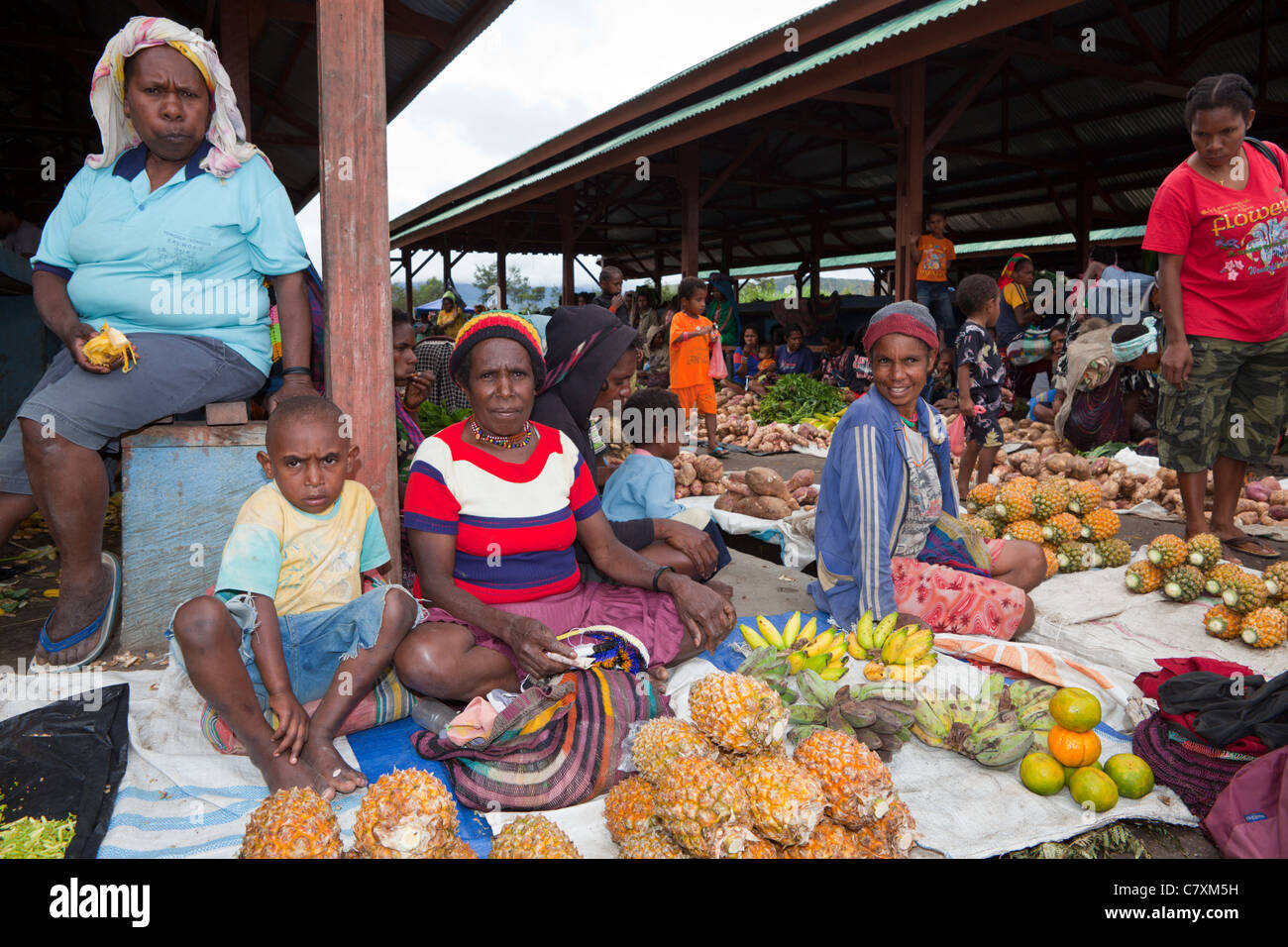 Market of Wamena, Baliem Valley, West Papua, Indonesia Stock Photo