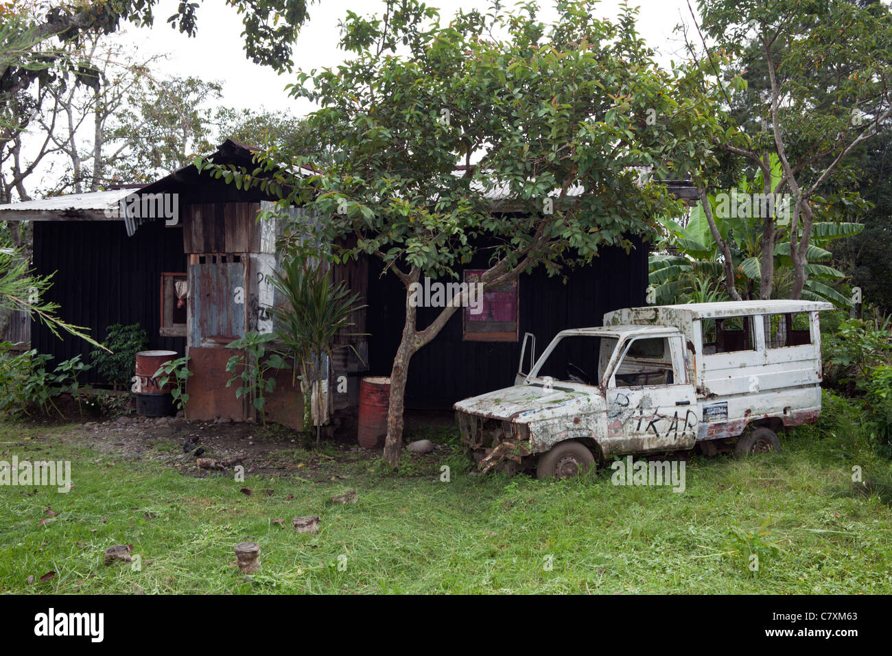 House and Garden near Wamena, Baliem Valley, West Papua, Indonesia Stock Photo