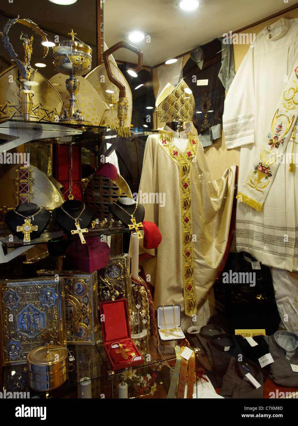 Even the Pope needs new clothes sometimes and close to the Vatican are shops that cater for his taste. Rome, Italy Stock Photo