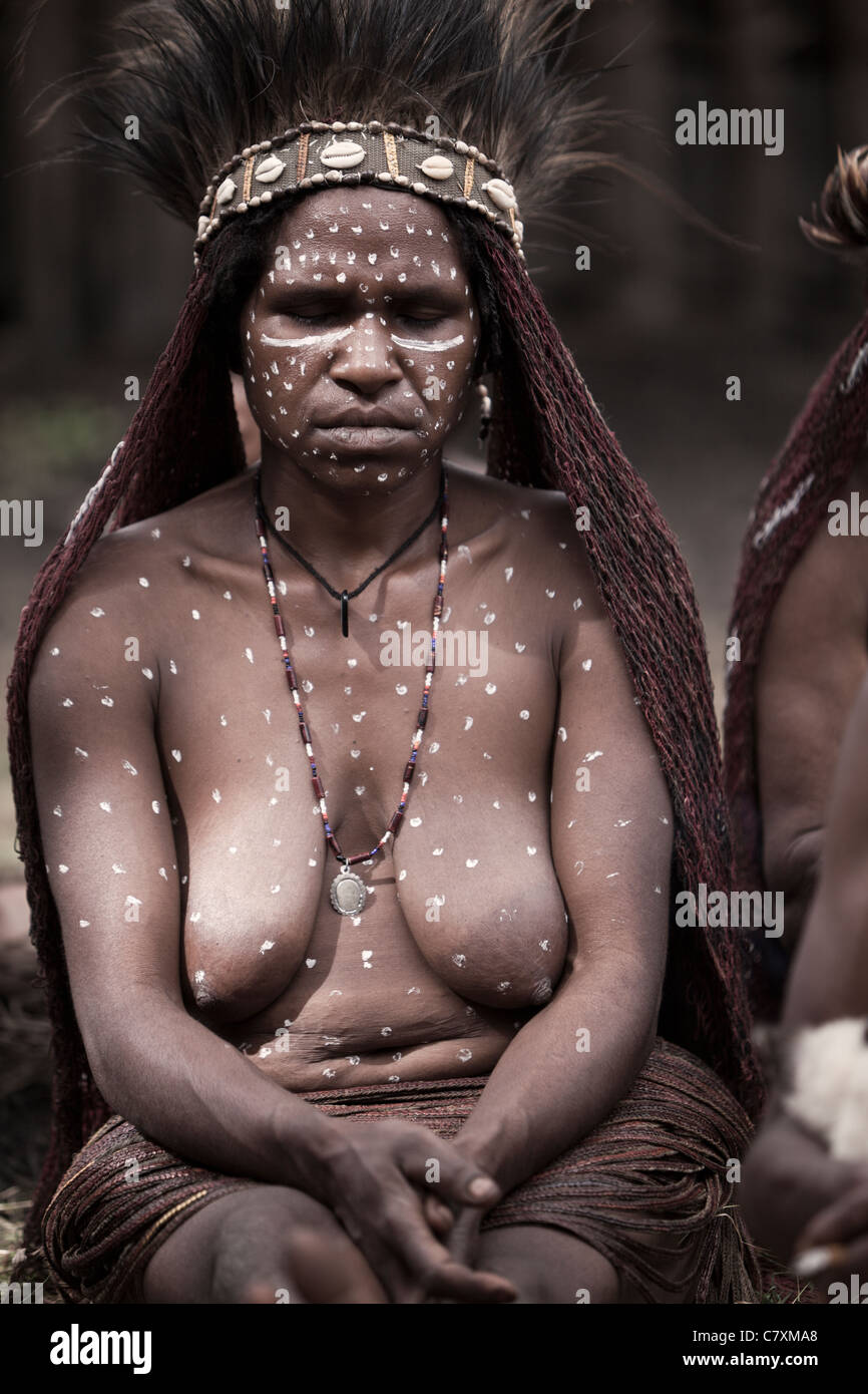 Young Dani Woman, Baliem Valley, West Papua, Indonesia Stock Photo