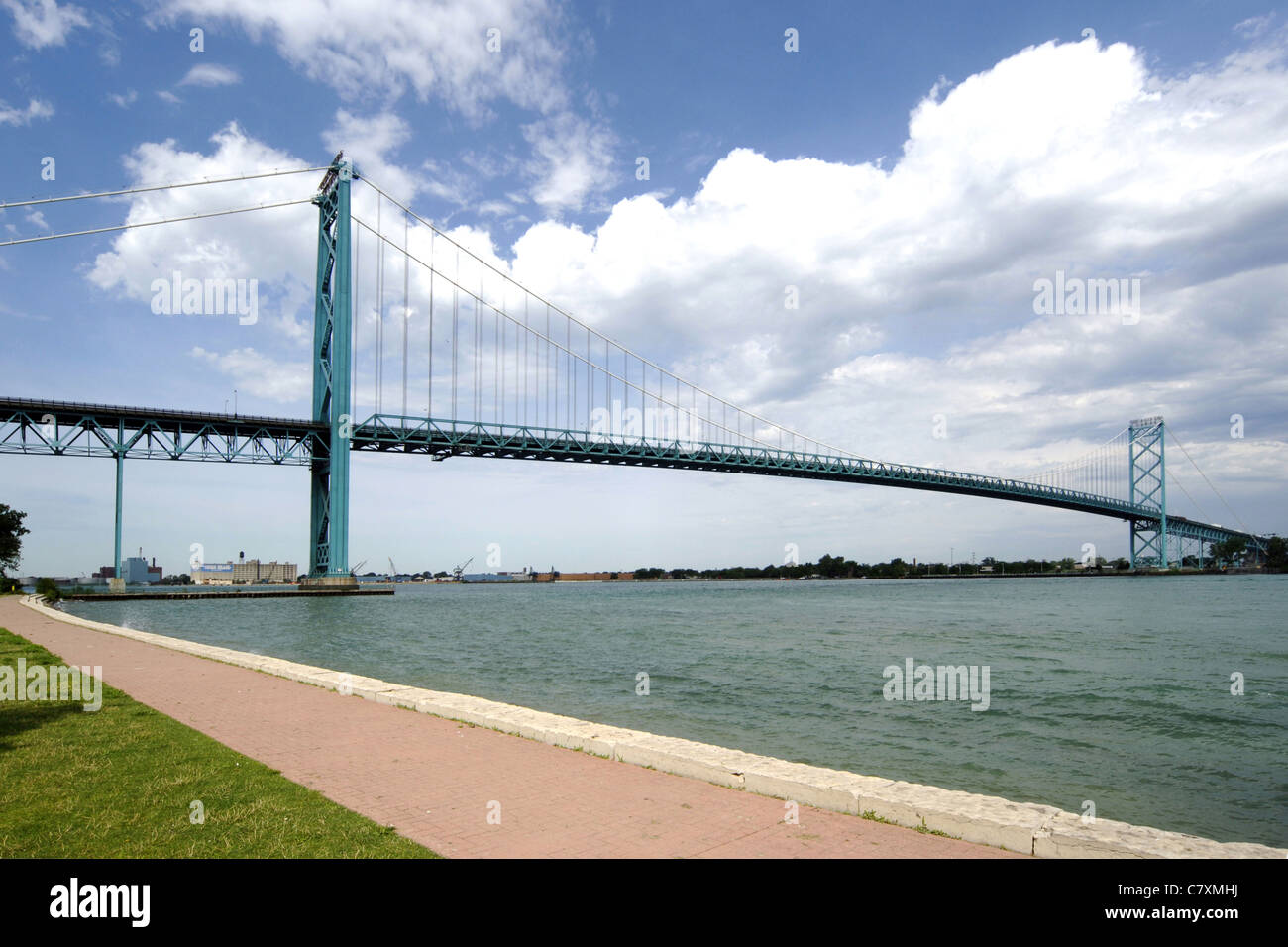 The Ambassador bridge from Detroit USA to Windsor, Canada. Stock Photo