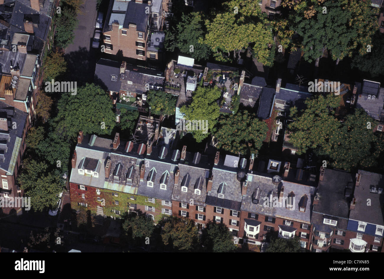 USA, Massachussett, Boston: aerial view of houses in Beacon Hill Stock Photo