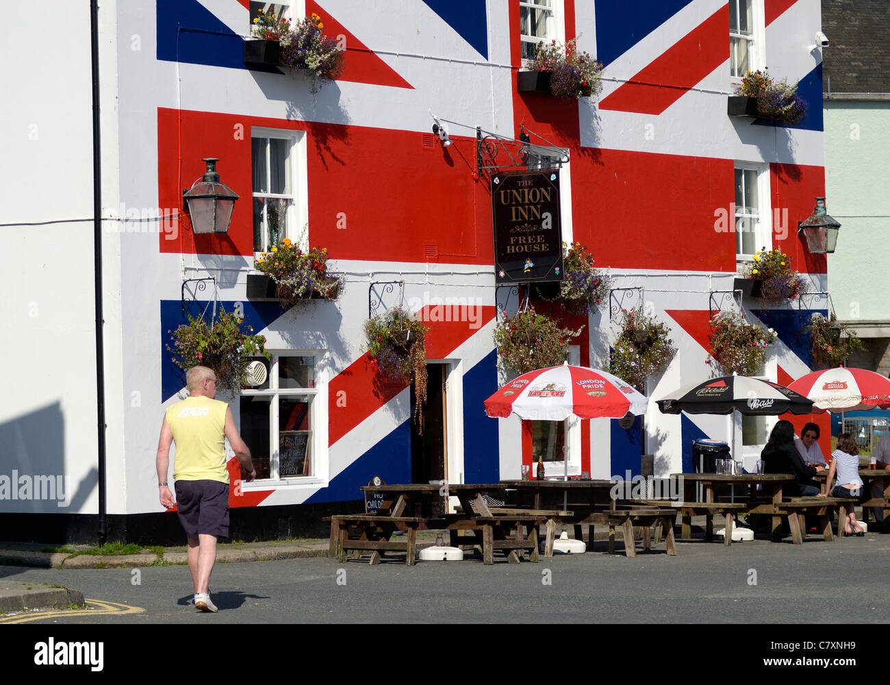 Pub painted like Union Jack Saltash Cornwall UK Stock Photo Alamy