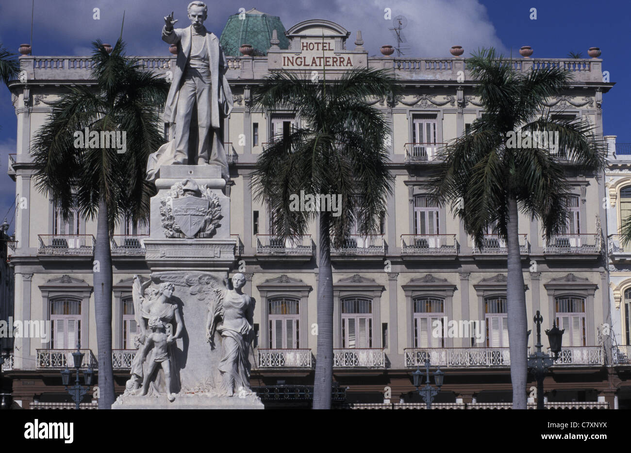 Cuba, Havana: Hotel Inglaterra at Plaza Marti Stock Photo