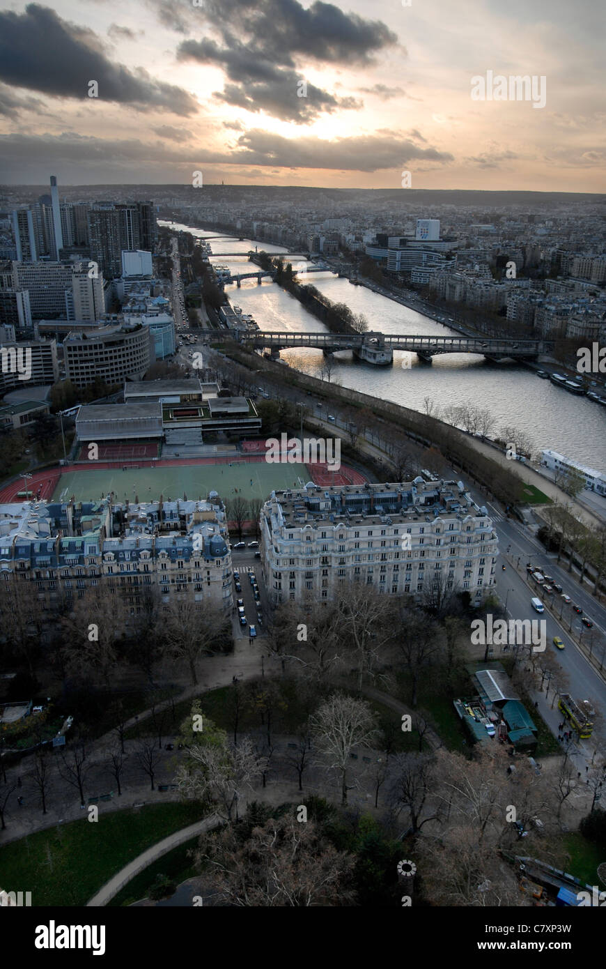 The River Seine from the Eiffel Tower, Paris. Stock Photo