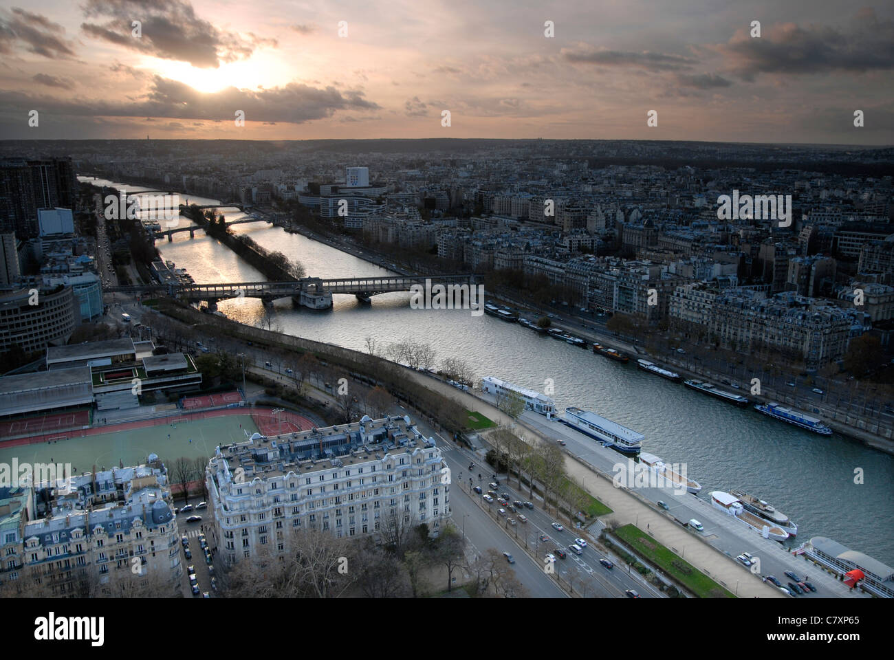The River Seine from the Eiffel Tower, Paris. Stock Photo