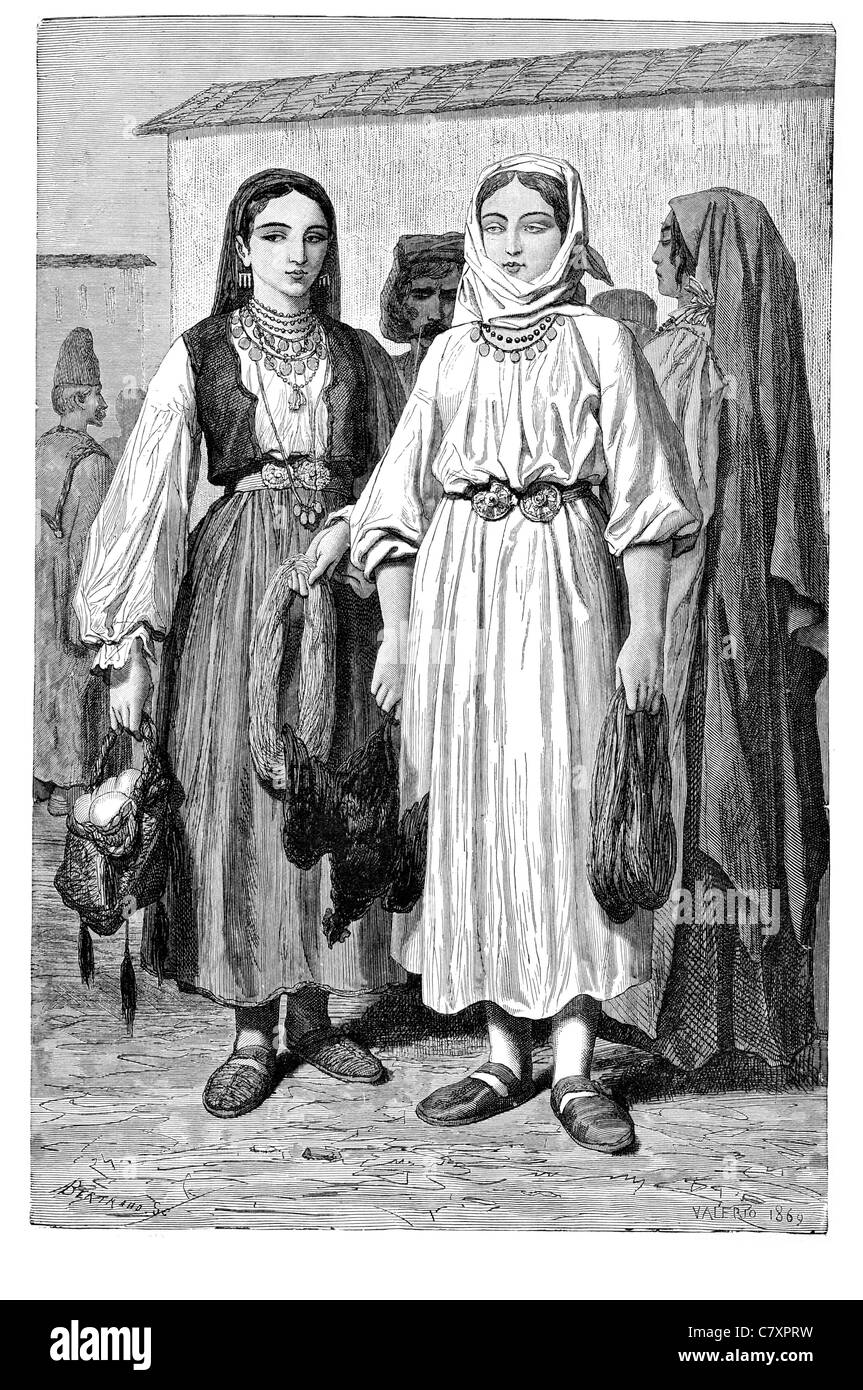 peasants in the vicinity Essek Osijek Croatia peasant poor vagabond traditional dress costume robe gown destitute poorer Stock Photo