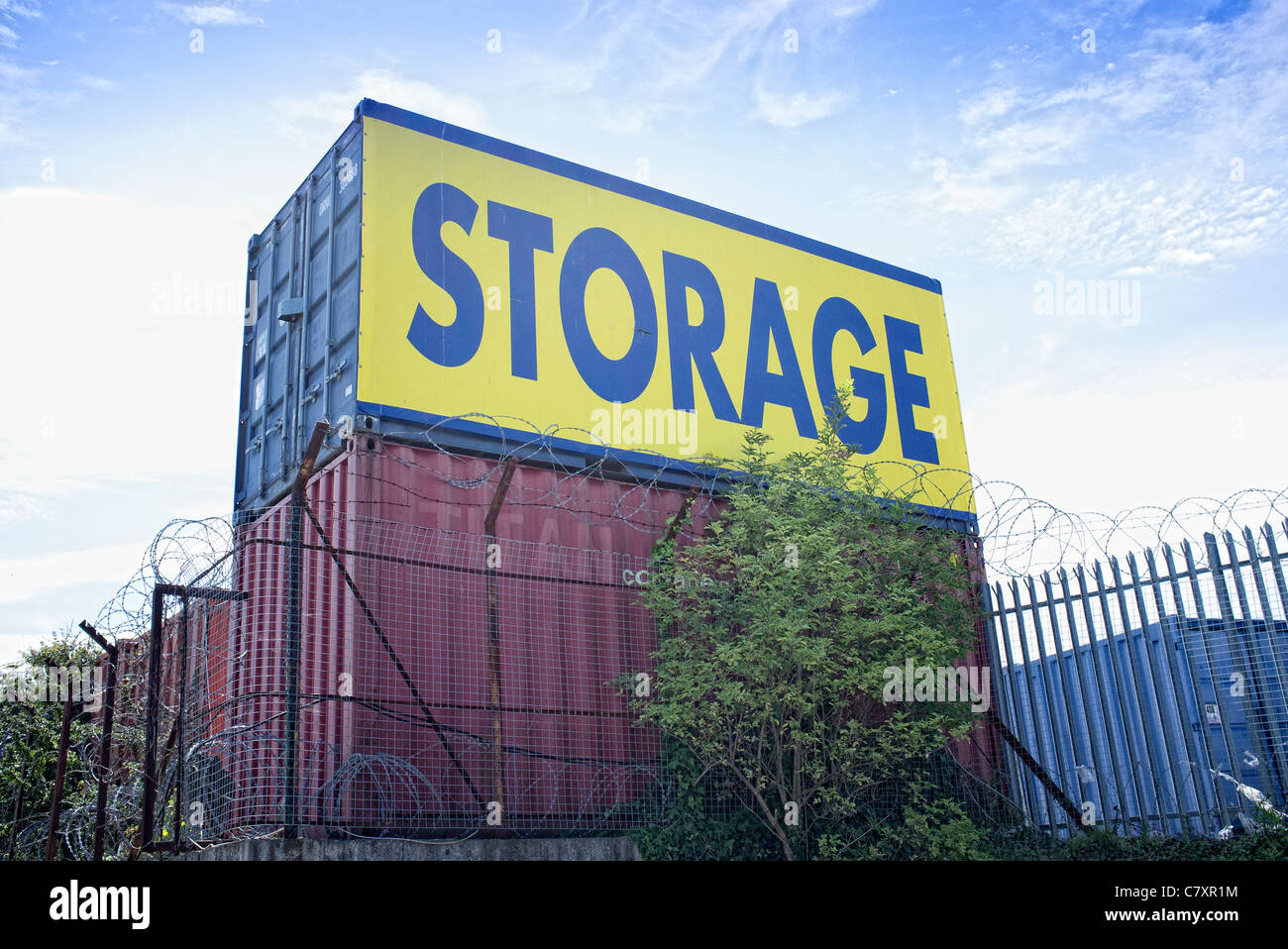 storage depot with steel shipping containers Stock Photo Alamy