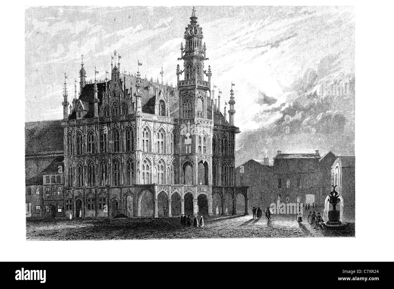 Oudenaarde Audenarde Town Hall Flamboyant Gothic style Belgian Belfry UNESCO World Heritage Site Stock Photo