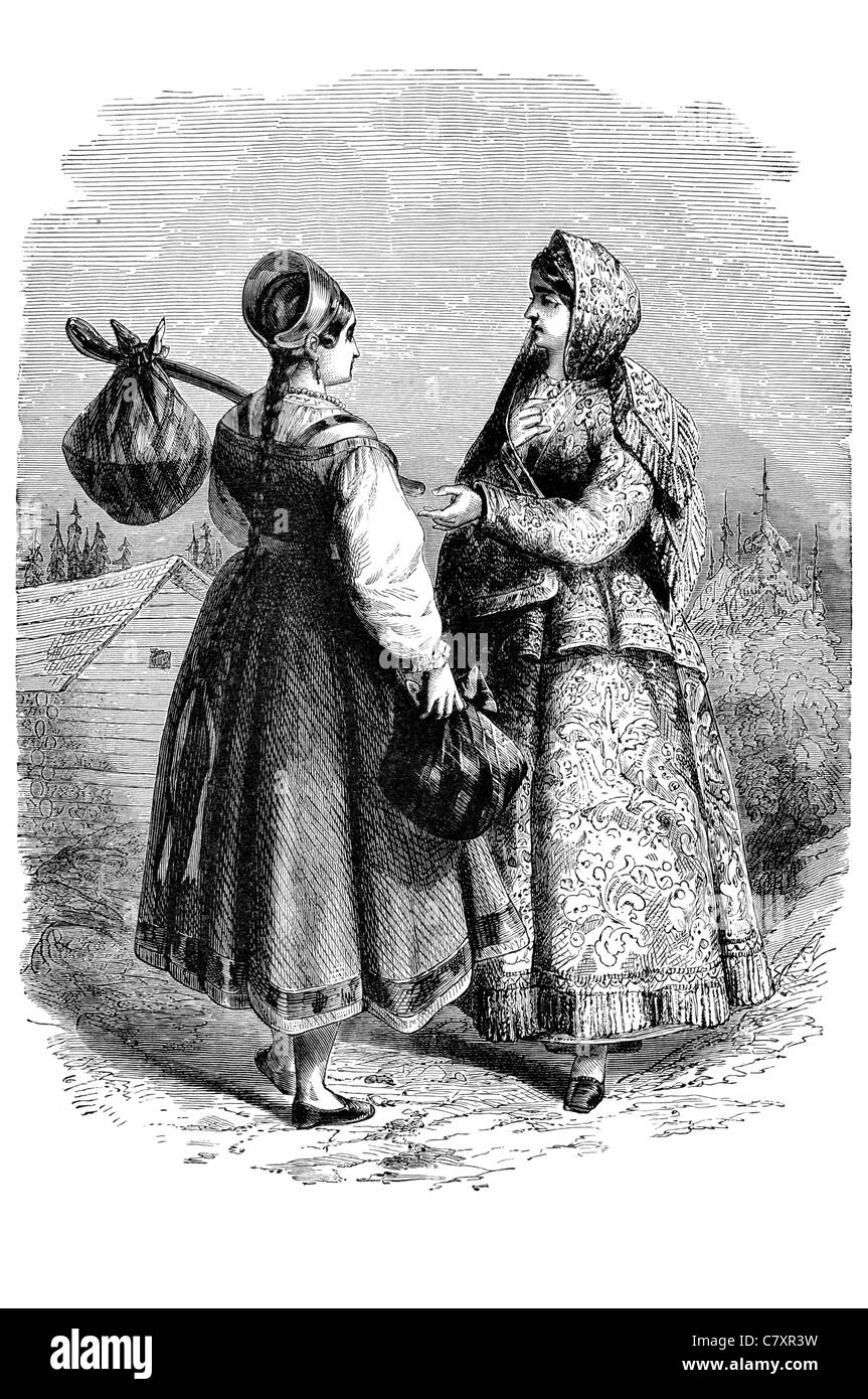 Types of Novgorod Russia Russian traditional costume dress peasant poor