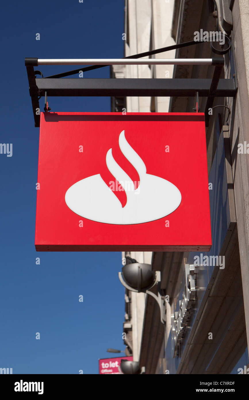 Santander bank sign, UK Stock Photo Alamy