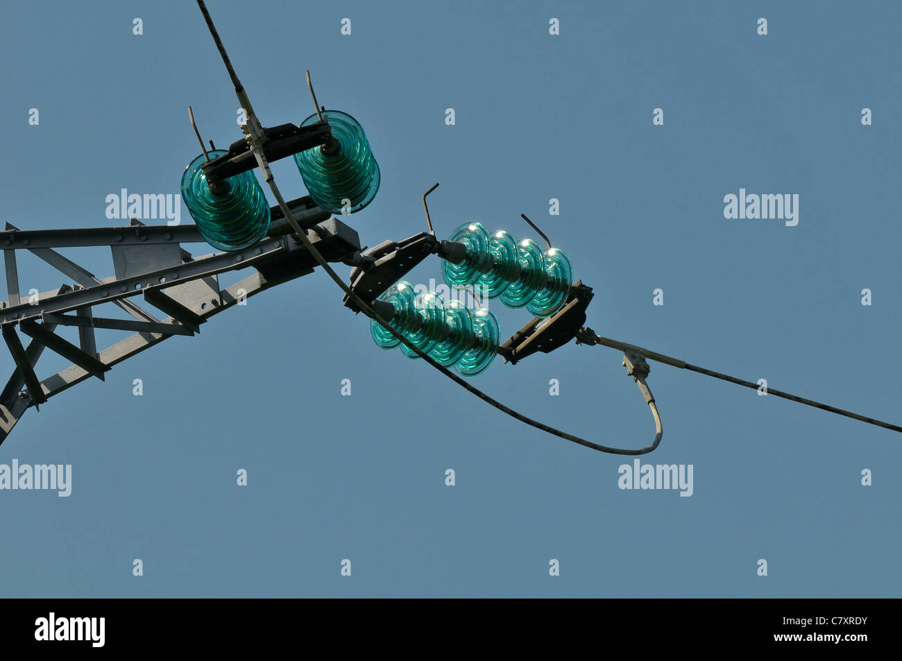 Isolators and spark gap , highvoltage line Stock Photo Alamy