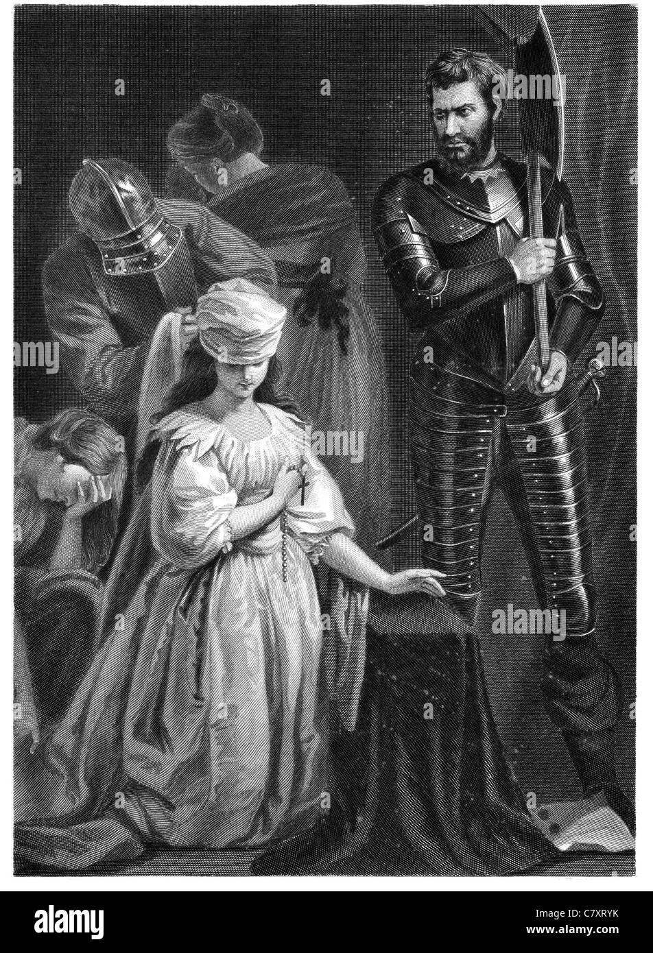 Mary Queen of Scots execution death warrant beheaded executioner Murder killing malice manslaughter victim crime punishment Stock Photo