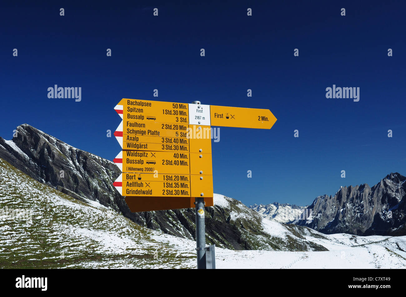 Mountain trail signpost hi-res stock photography and images - Alamy