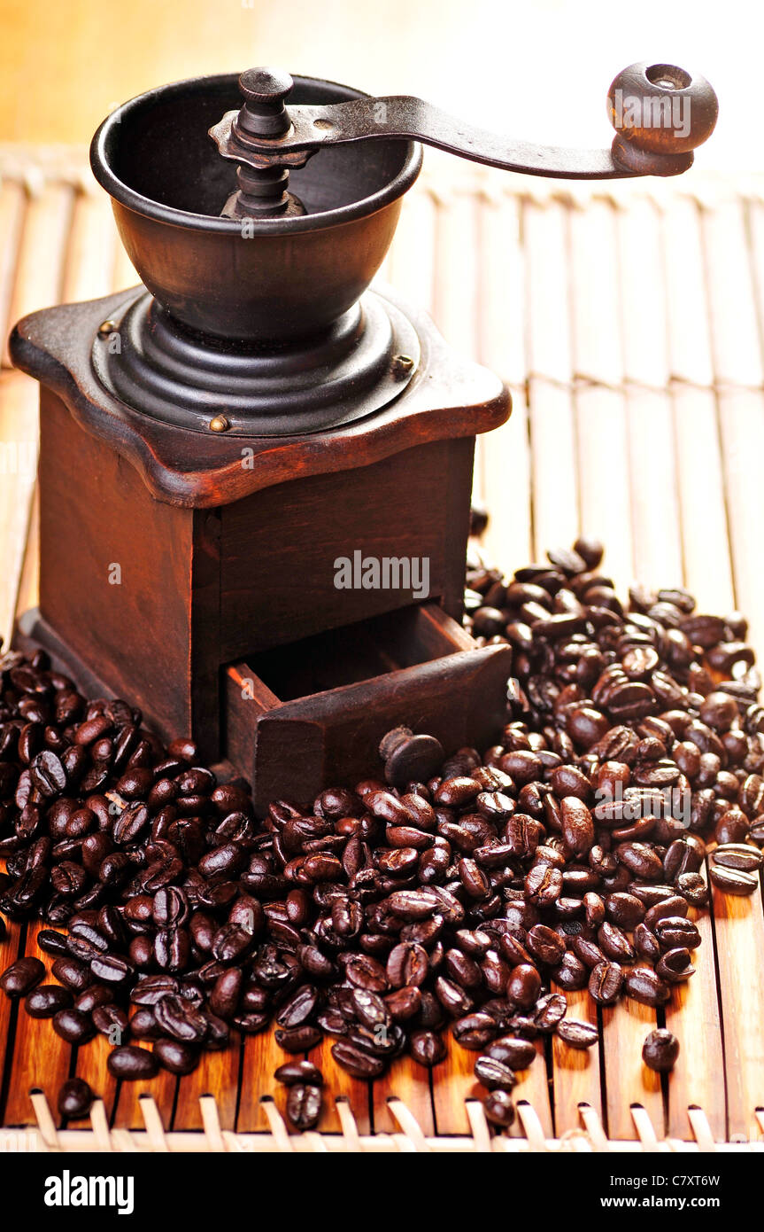 coffee grinder and beans Stock Photo Alamy