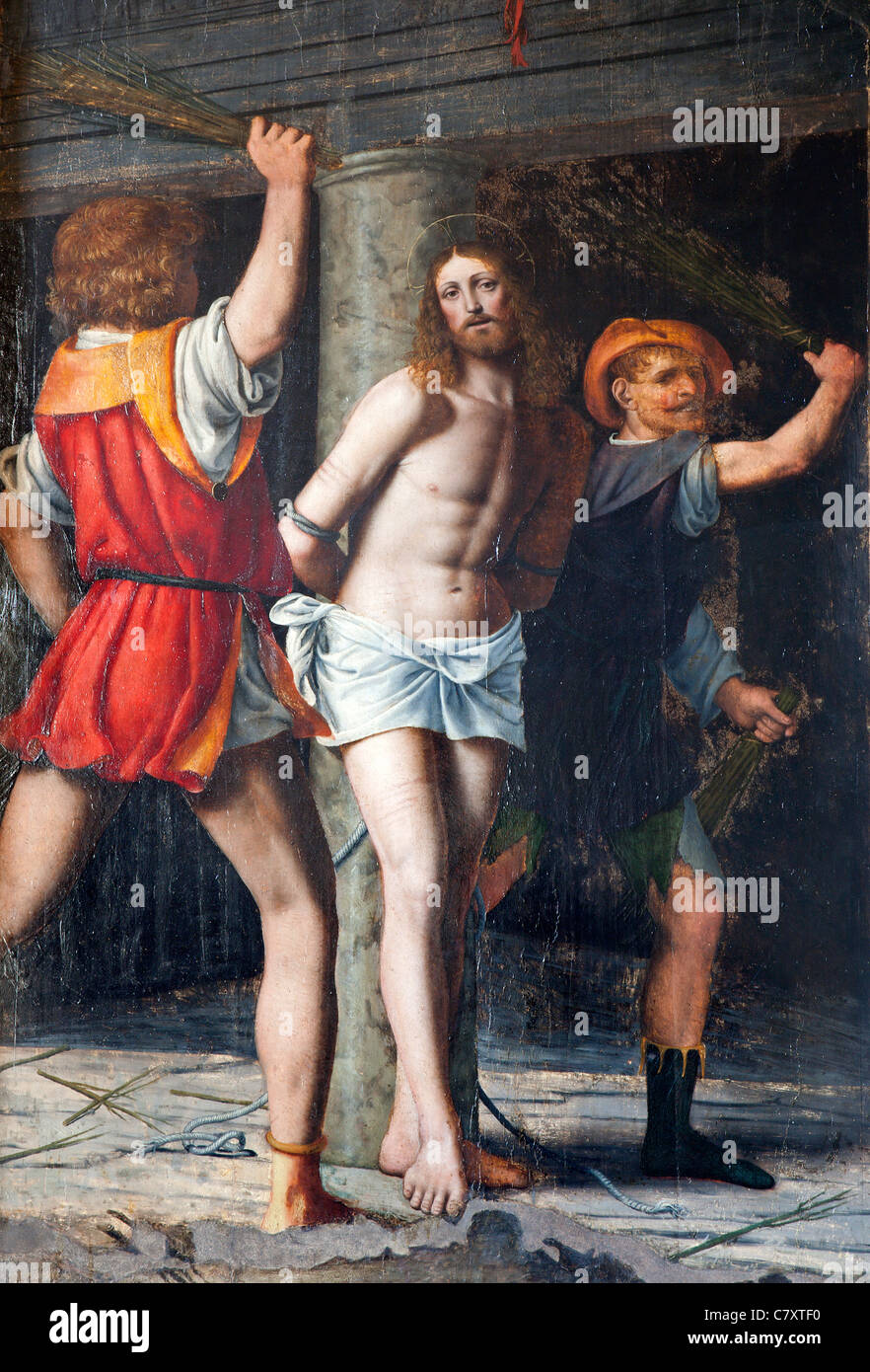 Milan - Flagellation of Christ, Cappella della Passione in San Giorgio church by Bernardino Luini, 1516. Stock Photo