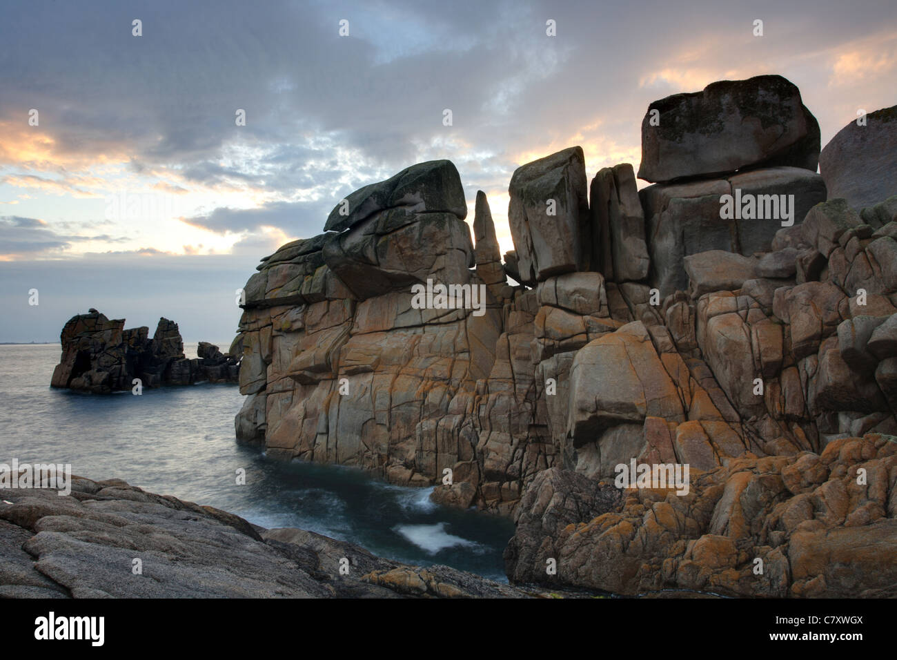 Peninnis Head, St Marys, Isles of Scilly, Cornwall, UK, granite rock formations. Stock Photo
