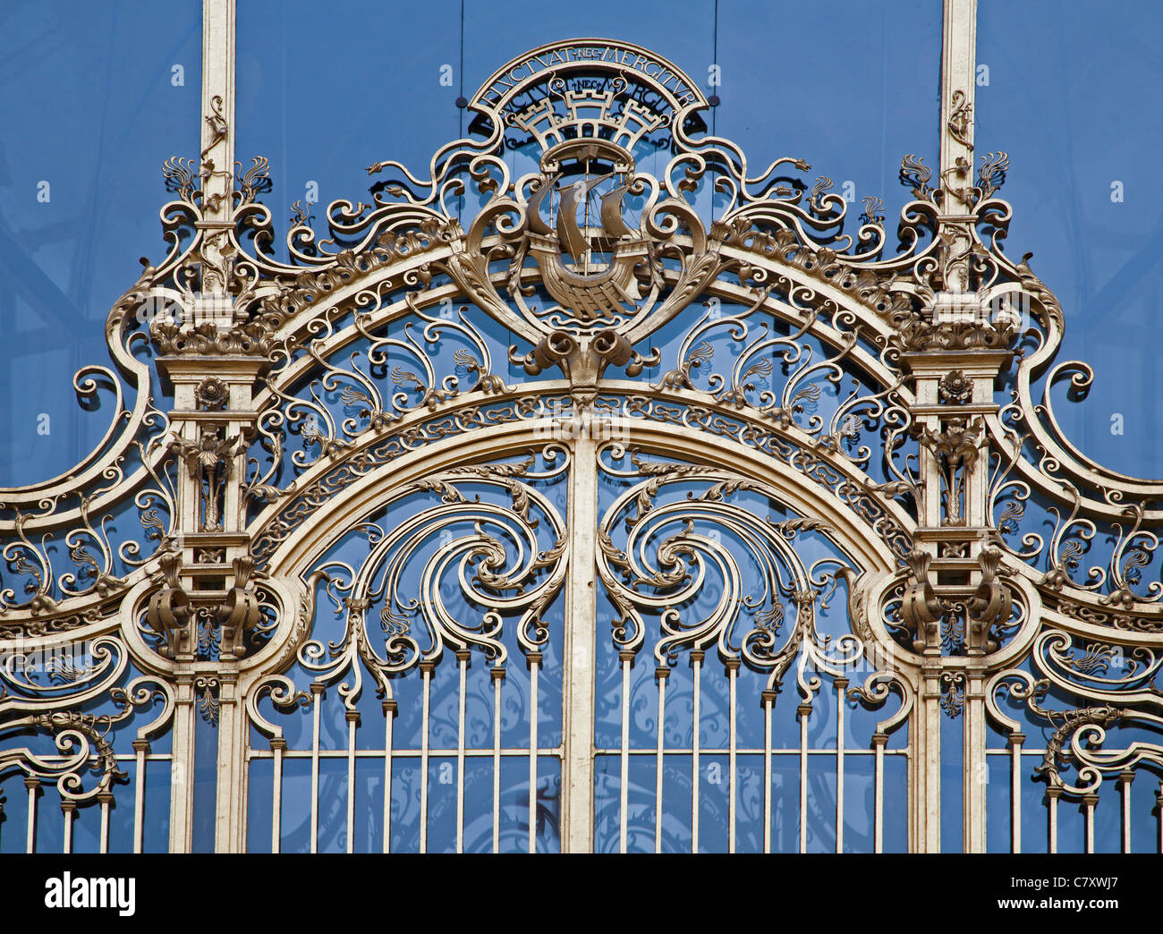 Paris - gold gate of Petit palace Stock Photo