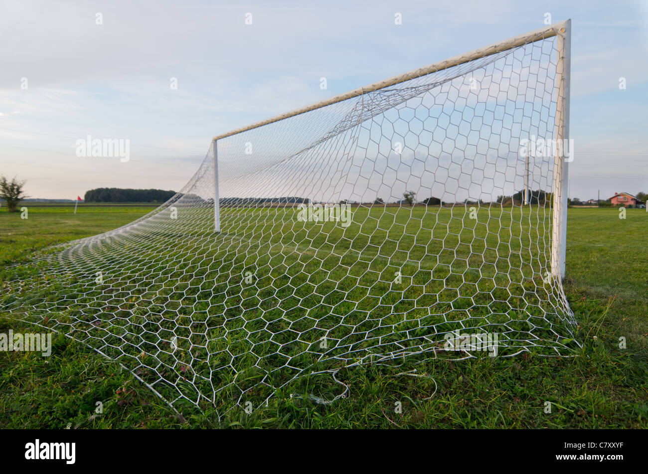 Goal shot from the corner behind wide angle Stock Photo