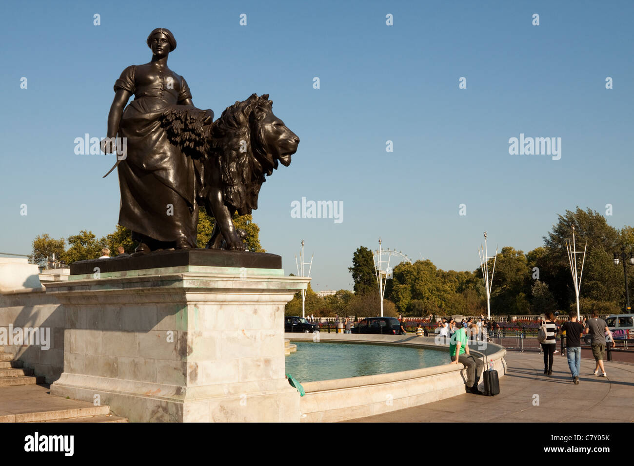 Lion statue at the Victoria Memorial, Buckingham Palace, London