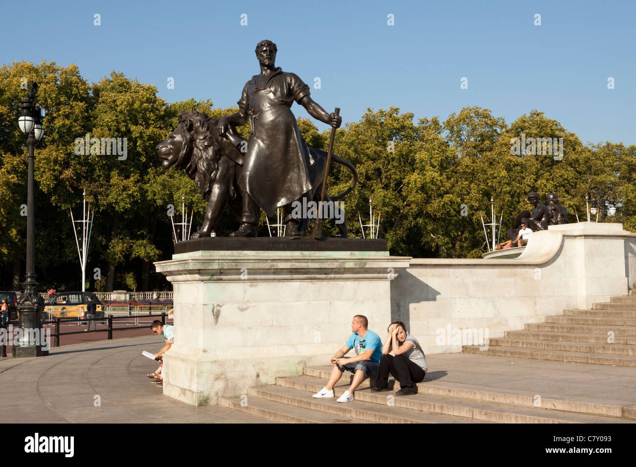Lion statue at the Victoria Memorial, Buckingham Palace, London