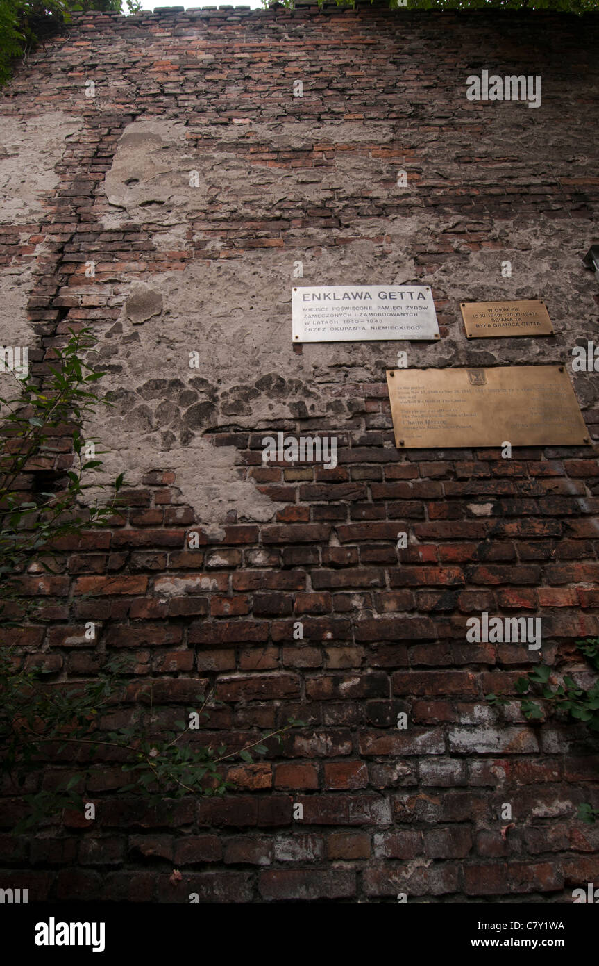Remnant of the wall  surrounding the Warsaw Ghetto built by the Nazis in 1940 Stock Photo