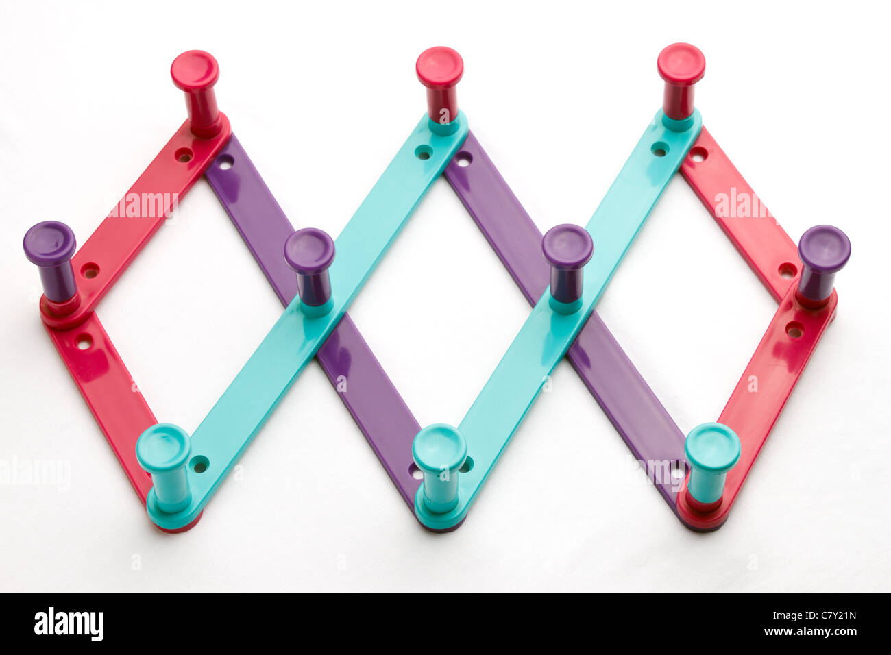 80s style multicolored accordion hanger on white background Stock Photo