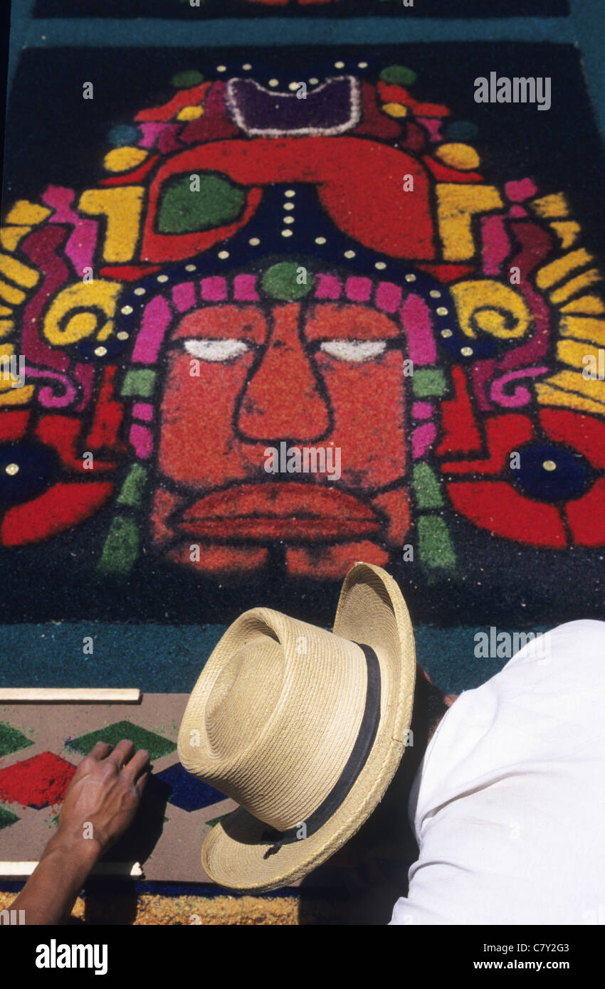 Guatemala, Antigua, flower carpets Stock Photo