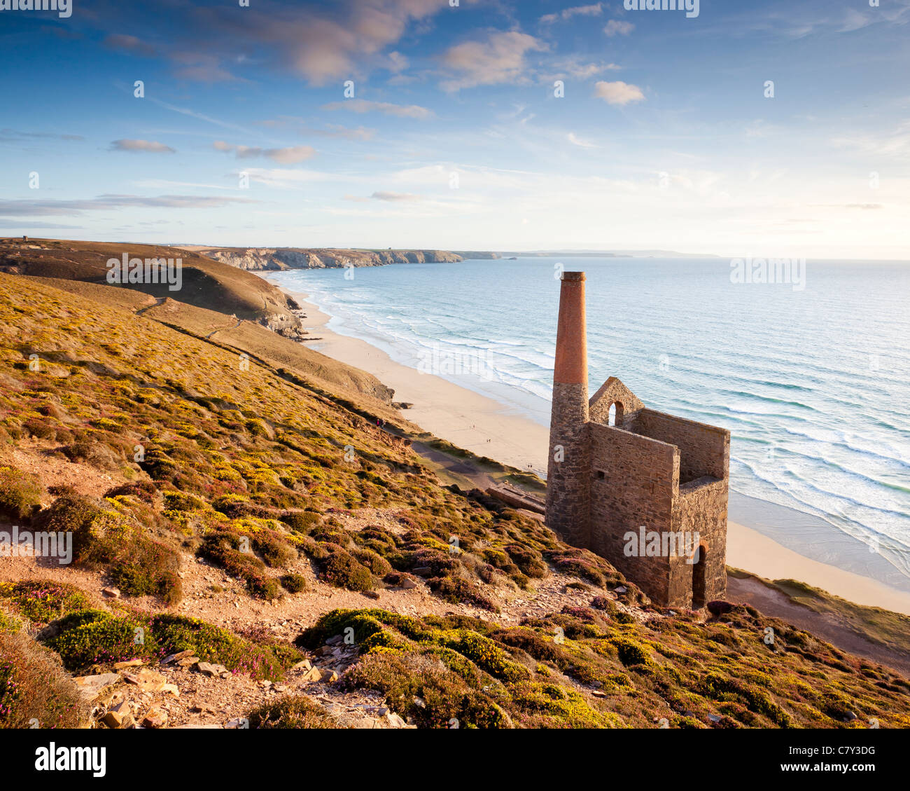 The historic Towanroath Engine House at Wheal Coates near St Agnes Cornwall England. Stock Photo