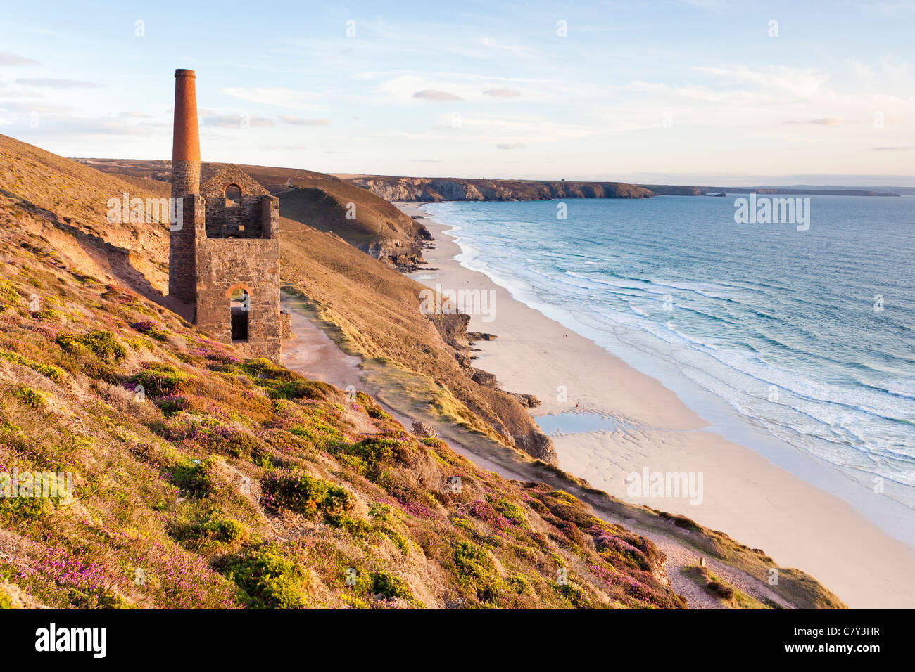 The historic Towanroath Engine House at Wheal Coates near St Agnes Cornwall England. Stock Photo