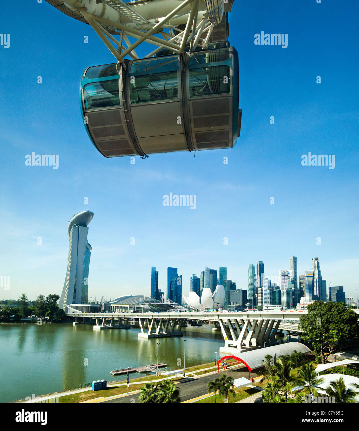 Singapore Skyline and The Flyer Stock Photo