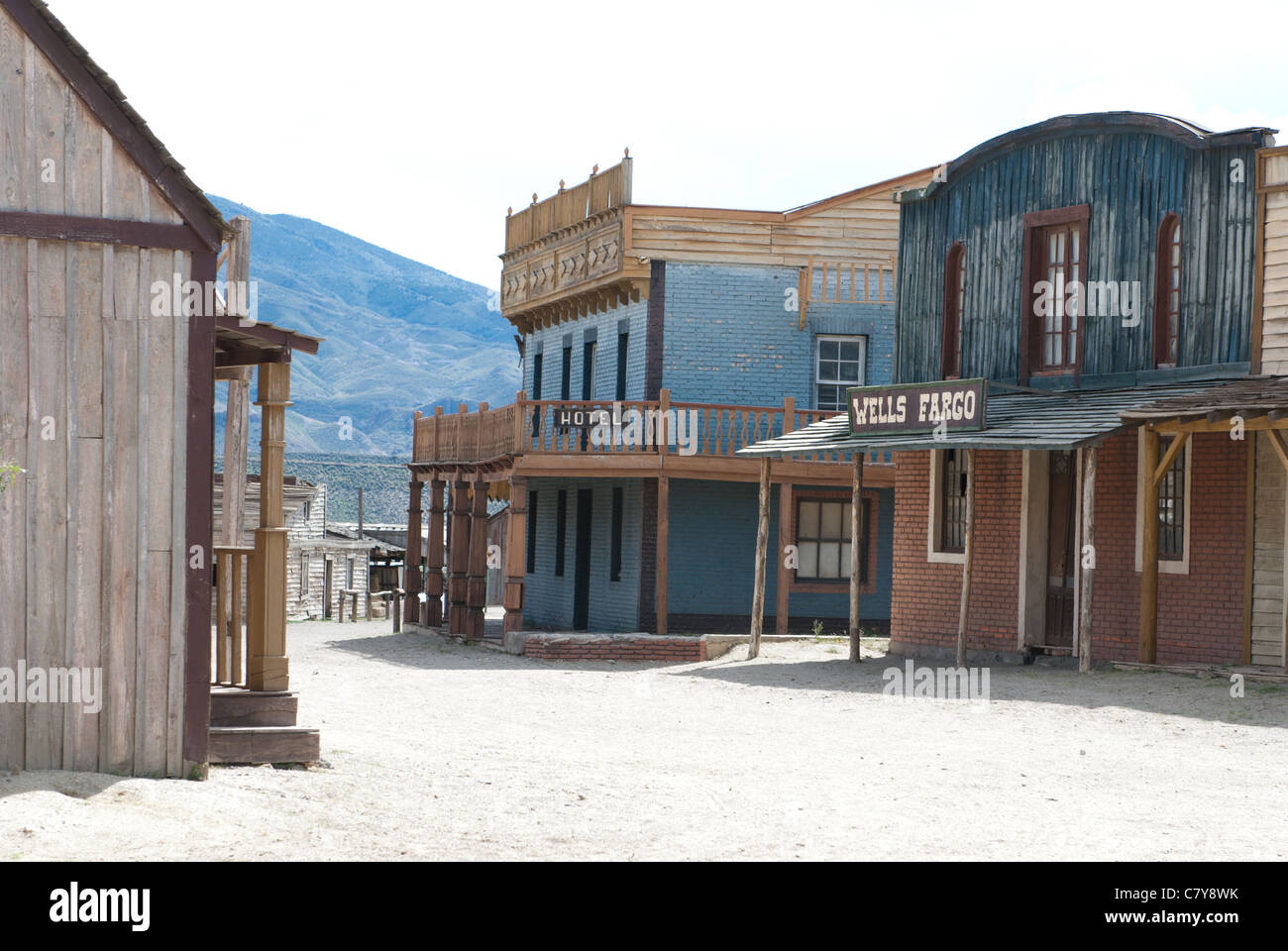 one of the villages built in the tabernas desert, spain for filming western movies Stock Photo