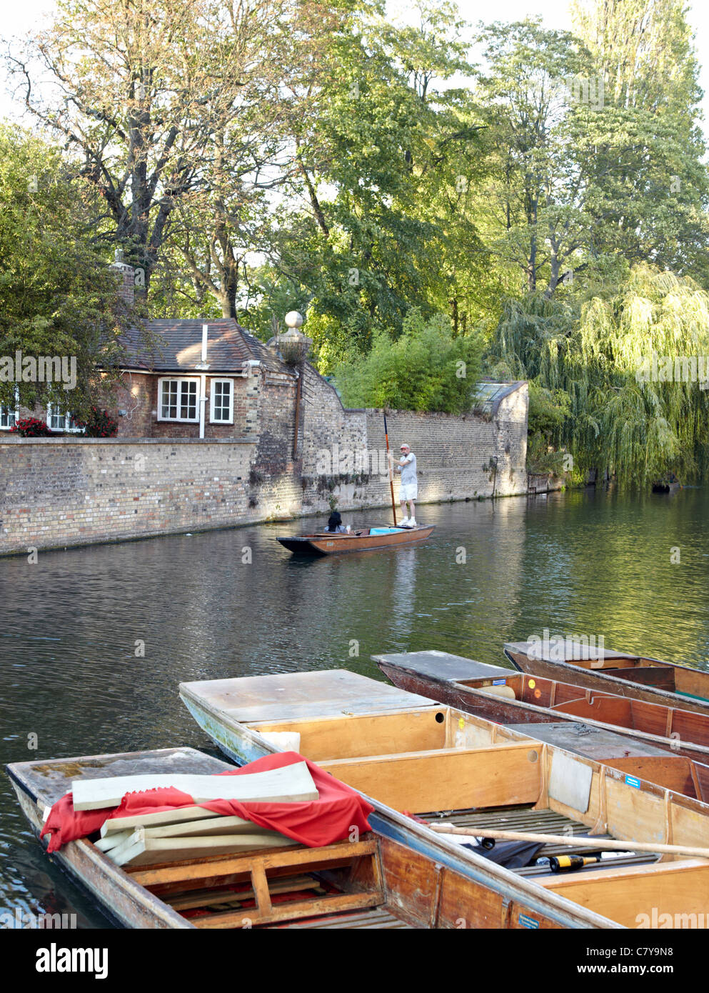 Punting On The Cam River Cambridge UK Stock Photo