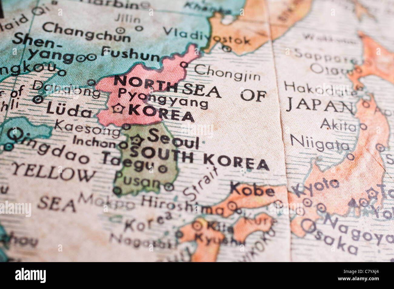 South and North Korea map Stock Photo