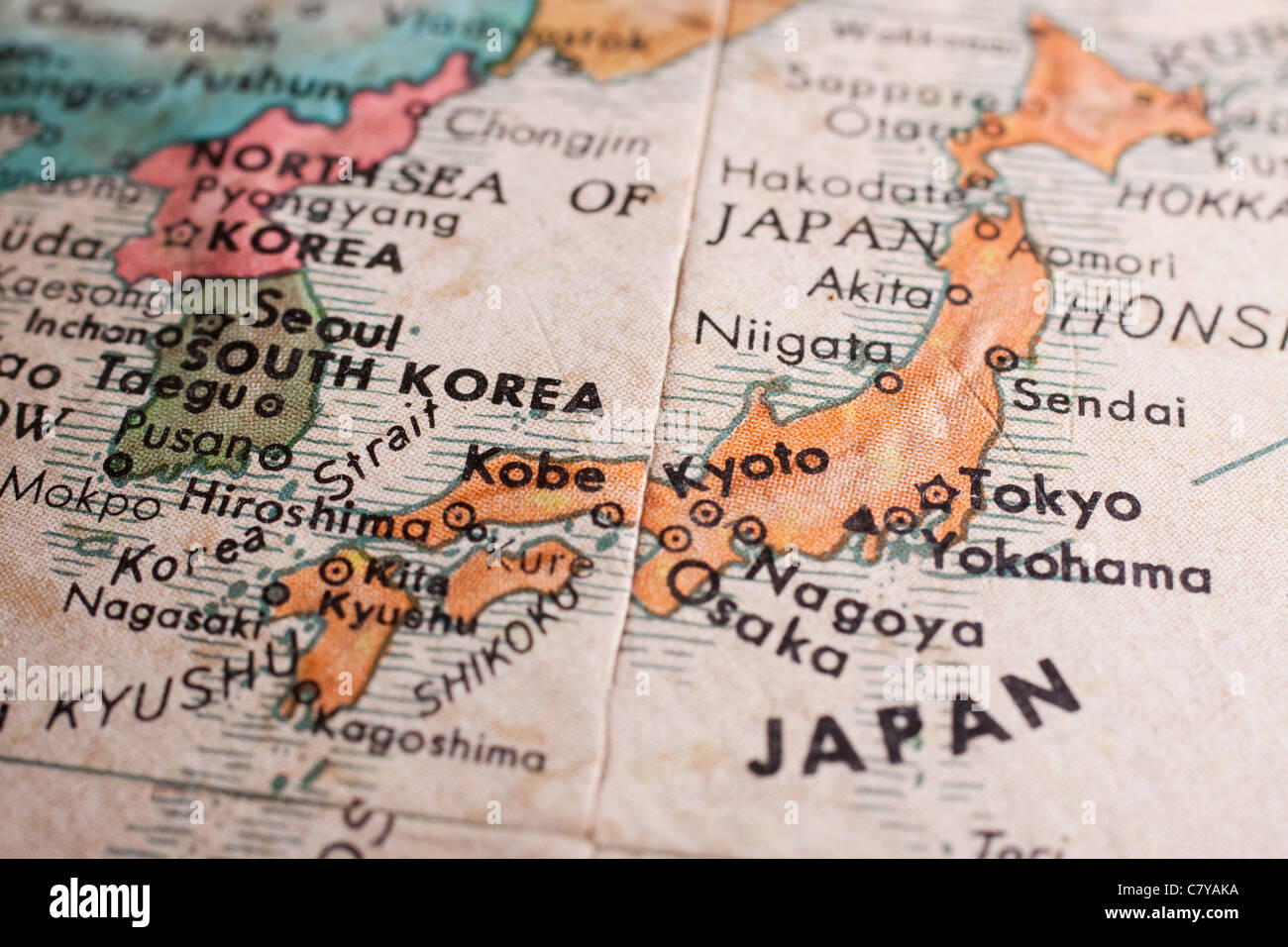 Korea and Japan map Stock Photo