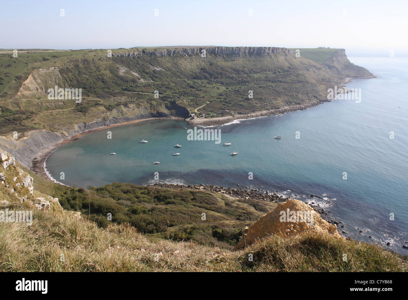 View along Jurassic Coast from Chapmans Pool. Stock Photo