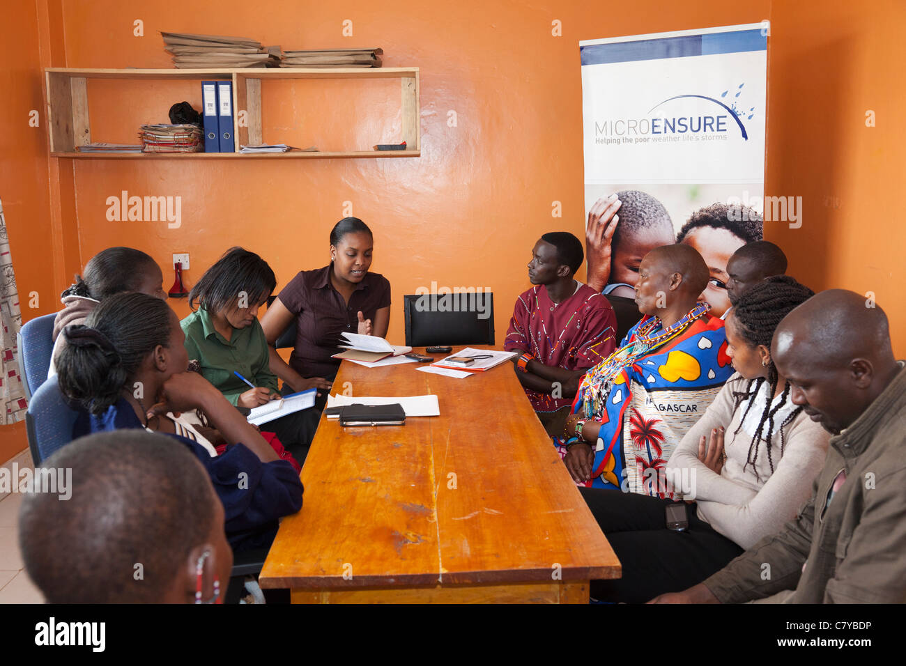 A group meeting of microfinance clients, Kajiado, Kenya Stock Photo