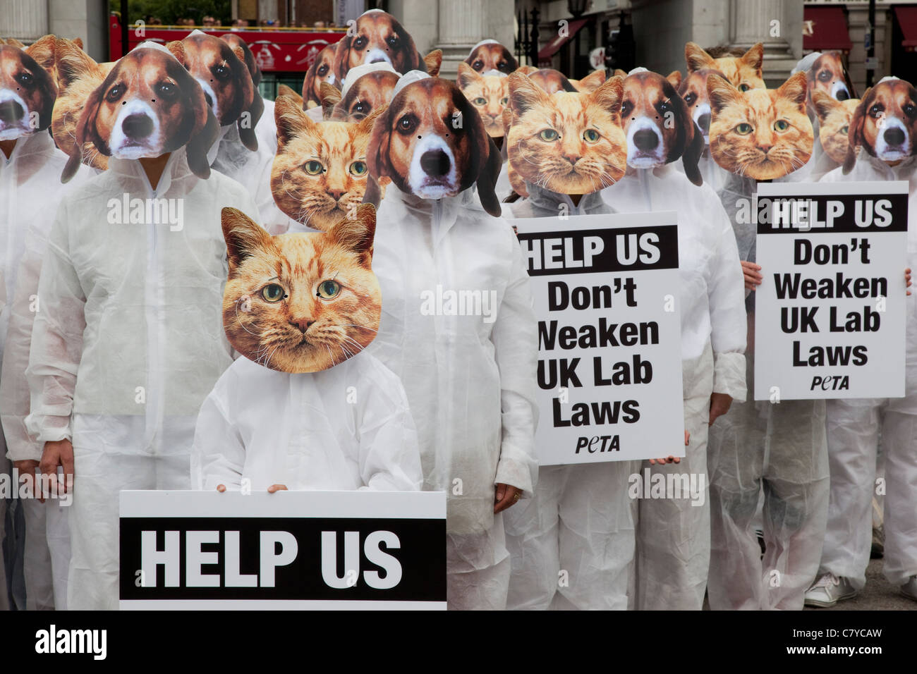 PETA members called on the Government not to reduce UK standards of animal protection to the lowest EU level. Stock Photo