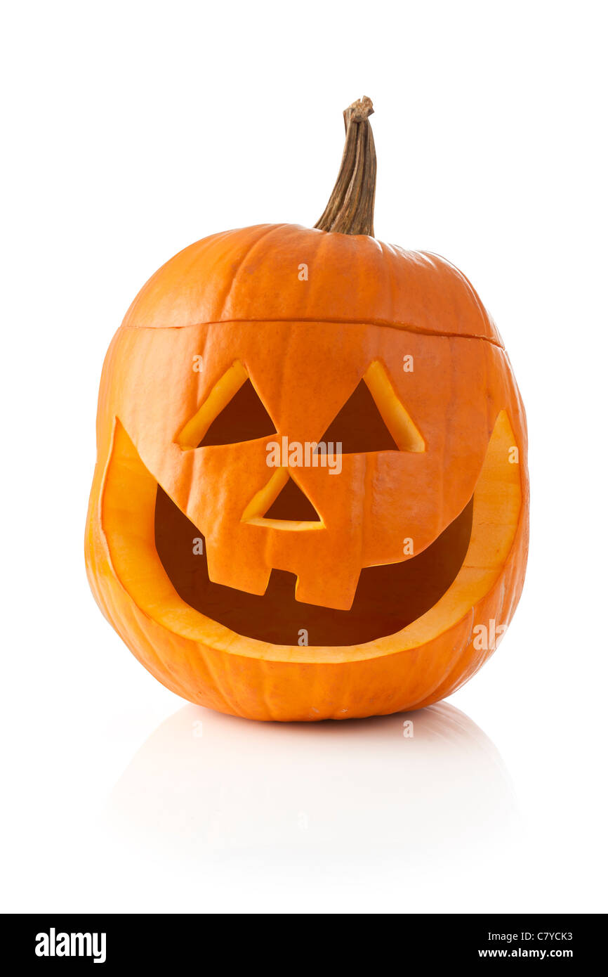 Jack O' lantern isolated on white background Stock Photo - Alamy