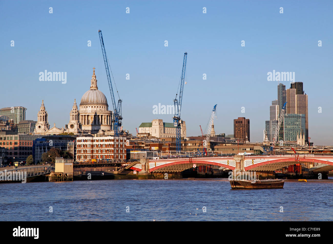 London skyline and the River Thames, London, England Stock Photo - Alamy