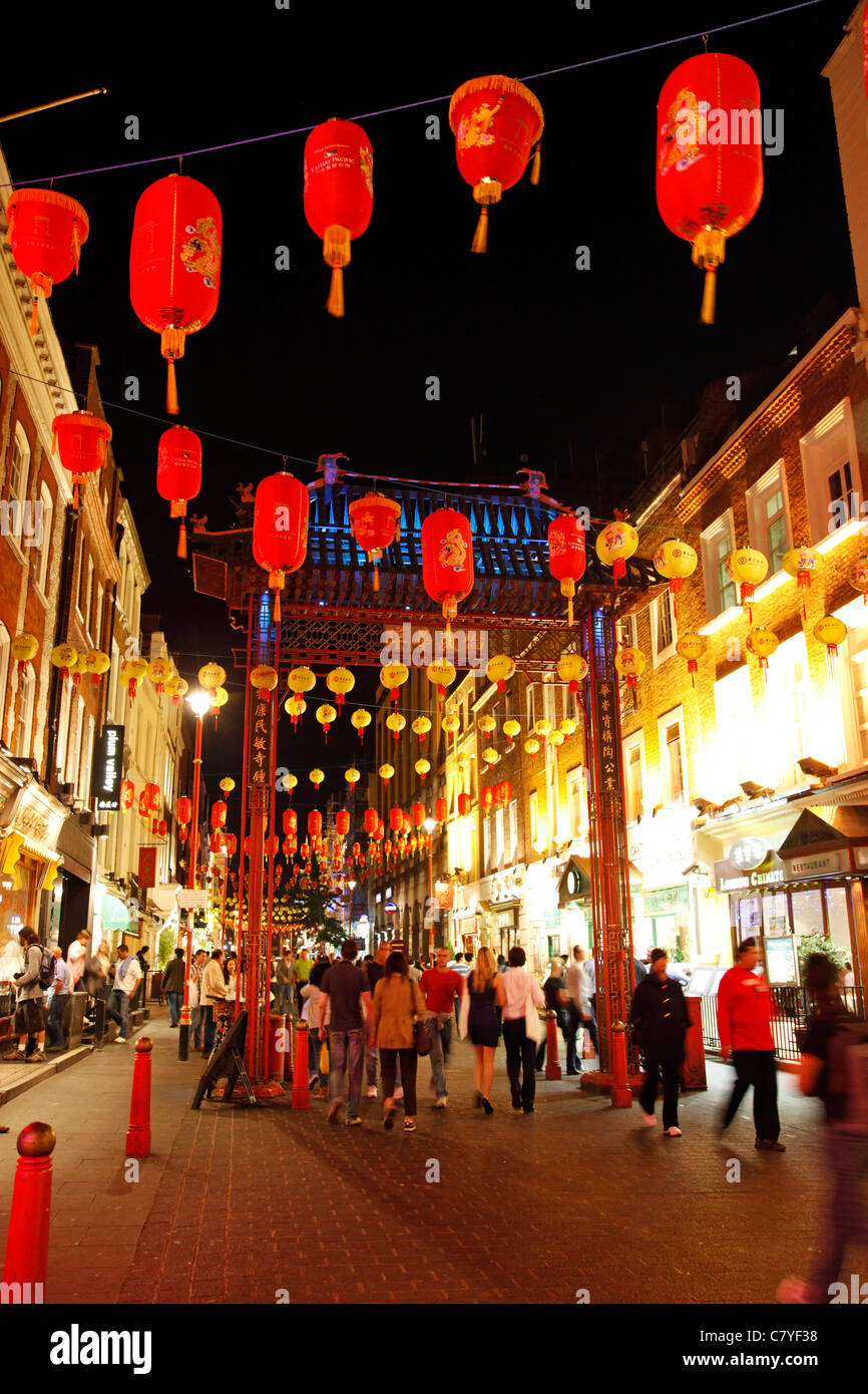 Red lanterns in Chinatown in London, England Stock Photo