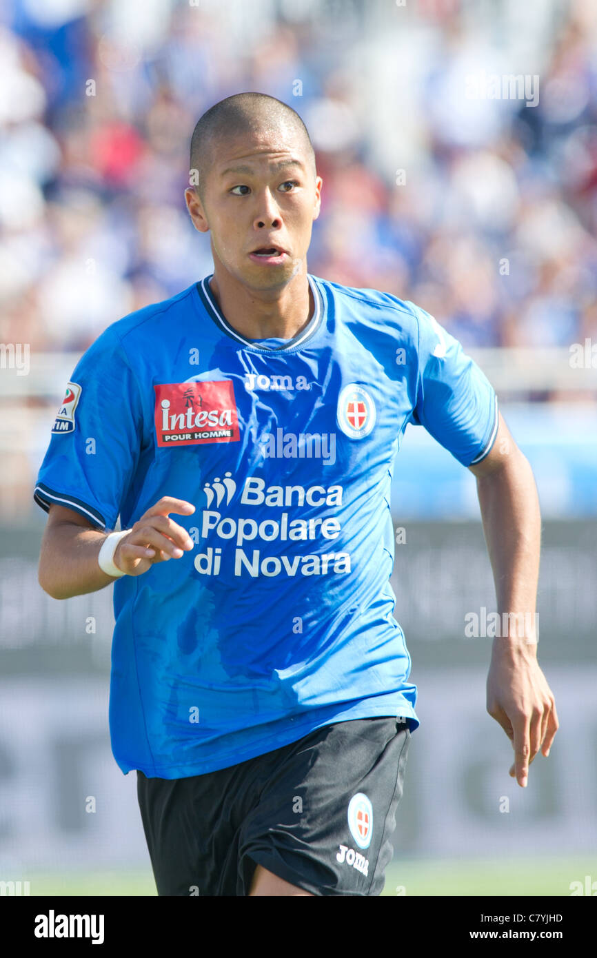 Takayuki Morimoto (Novara) plays during the Italian 'Serie A' match between Novara 3-3 Catania. Stock Photo