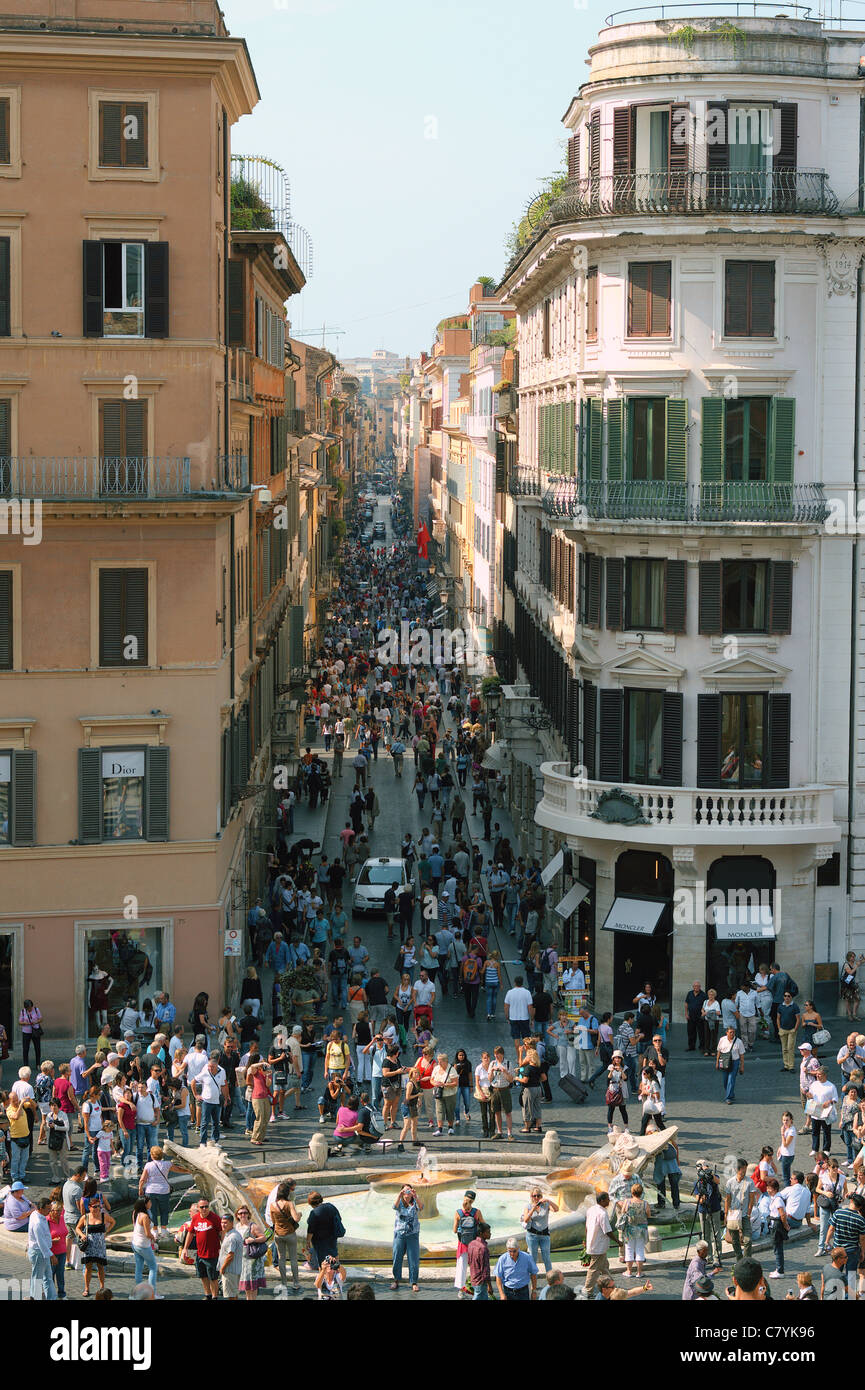 Piazza di Spagna and Via dei Condotti Rome Stock Photo