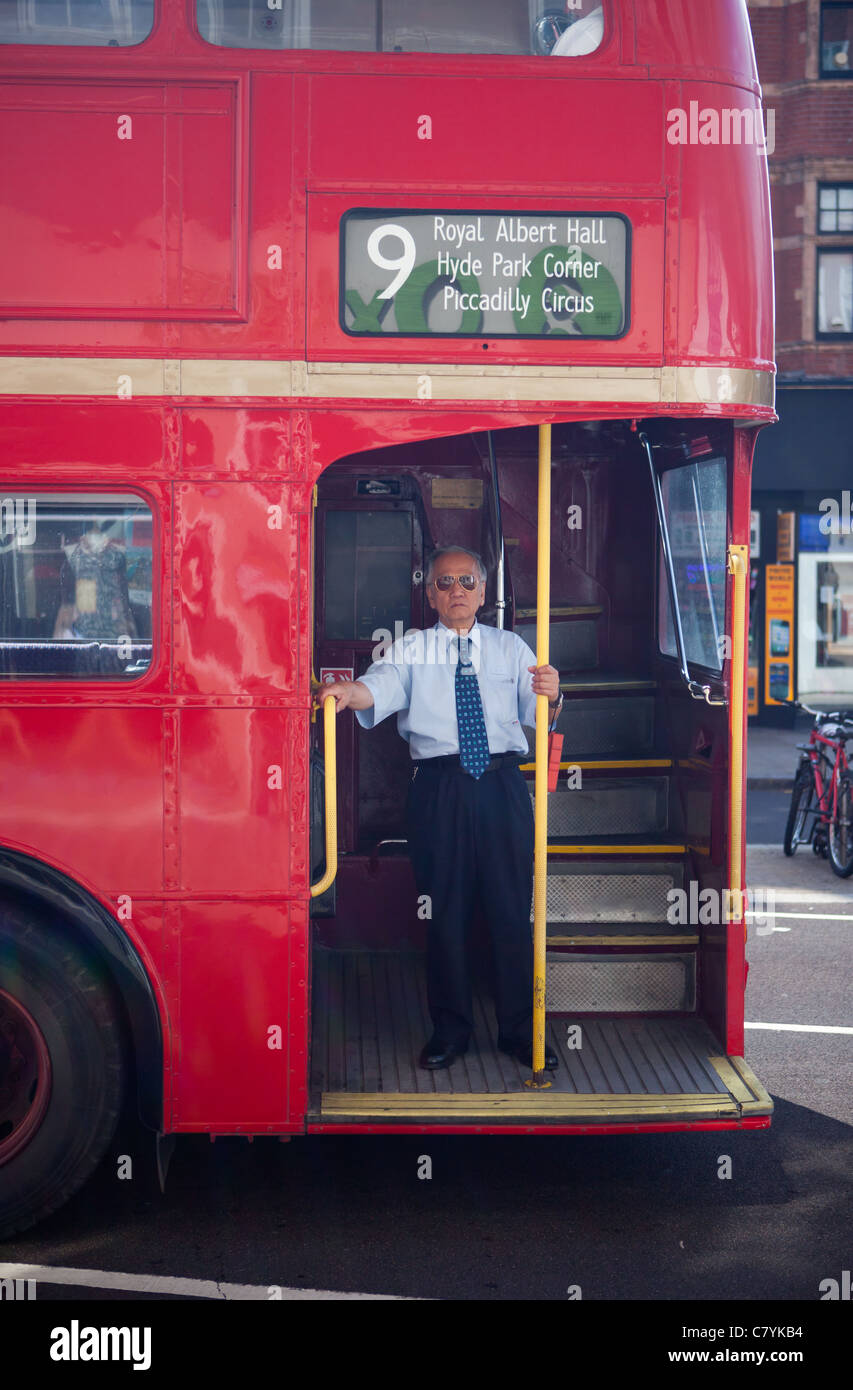 An old London Routemaster bus now operated by First Bus doing sight seeing tours of the capital Stock Photo