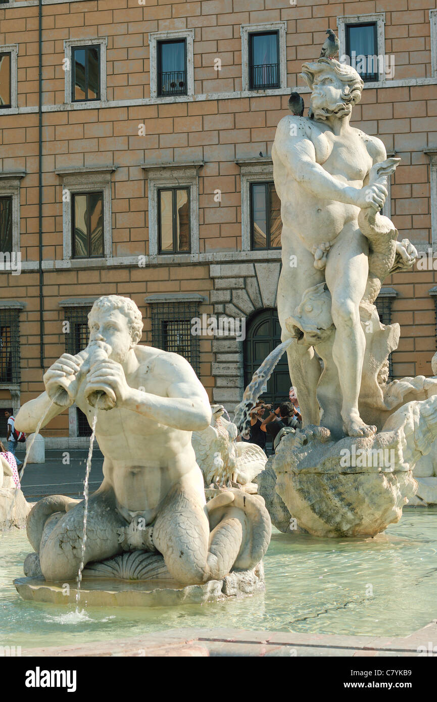 Neptune Fountain Piazza Navona Rome Stock Photo