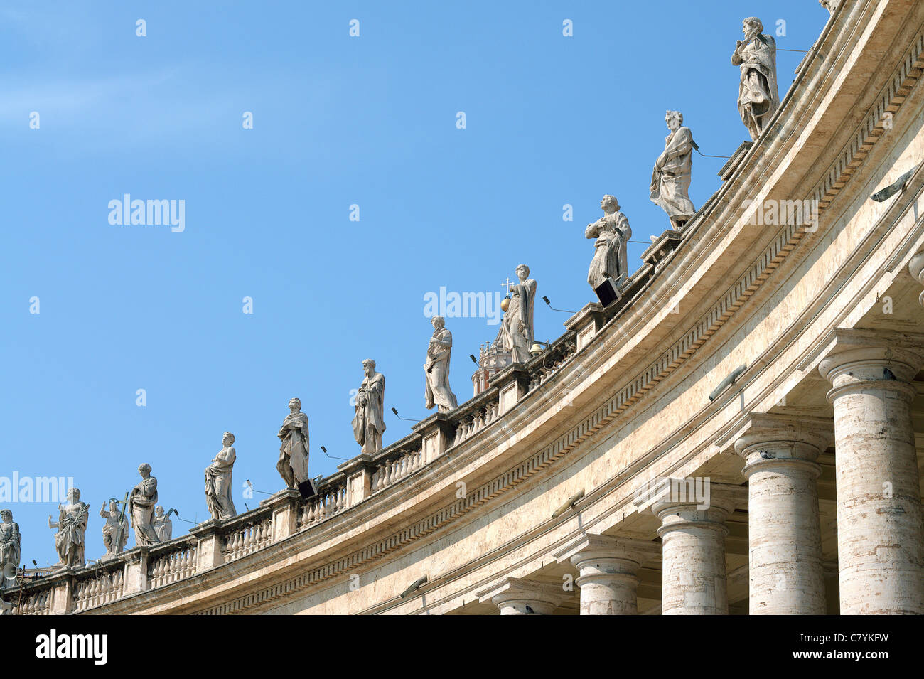 Bernini s Colonnade with Statues of Saints Piazza San Pietro Saint Peter s Square Rome Italy Stock Photo